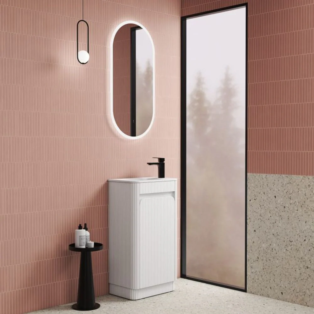 Aulic Mini Hartelle Fluted Floor Standing 470mm Vanity Matte White - Image 3