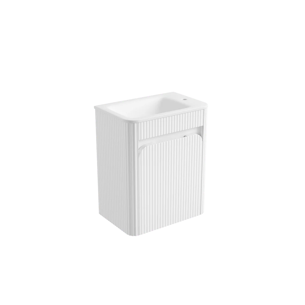 Aulic Mini Hartelle Fluted Wall Hung 470mm Vanity Matte White - Image 8