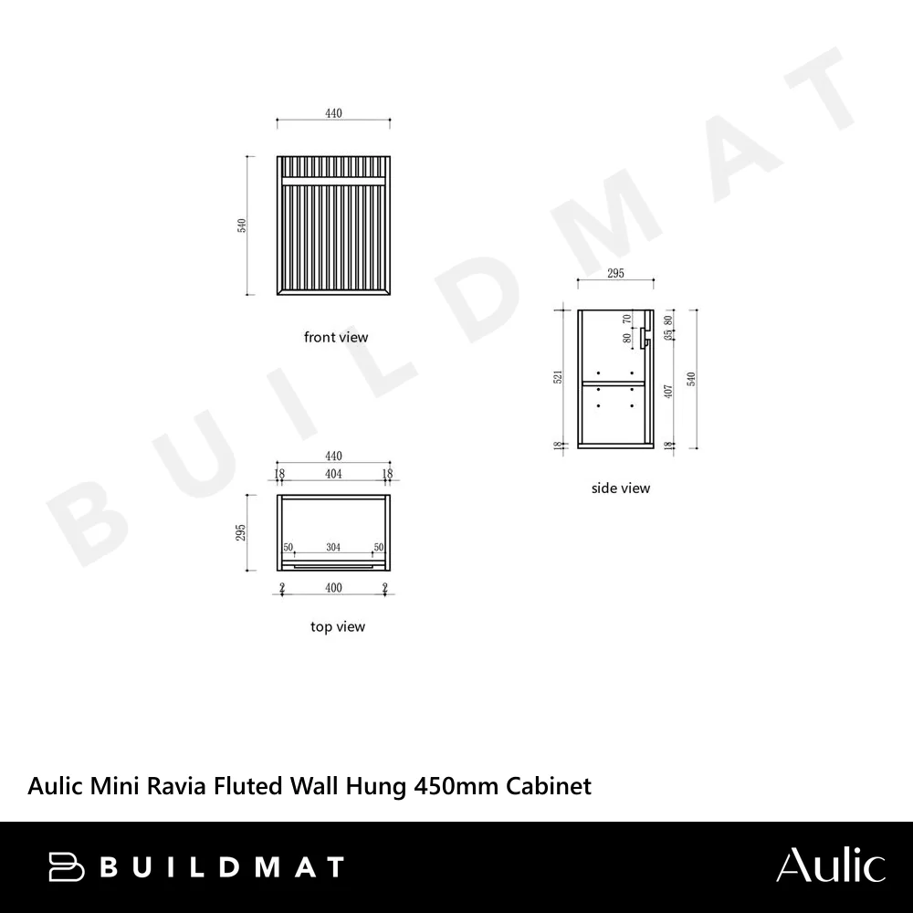 Aulic Mini Ravia Fluted Wall Hung 450mm Vanity Harvest Oak - Image 4
