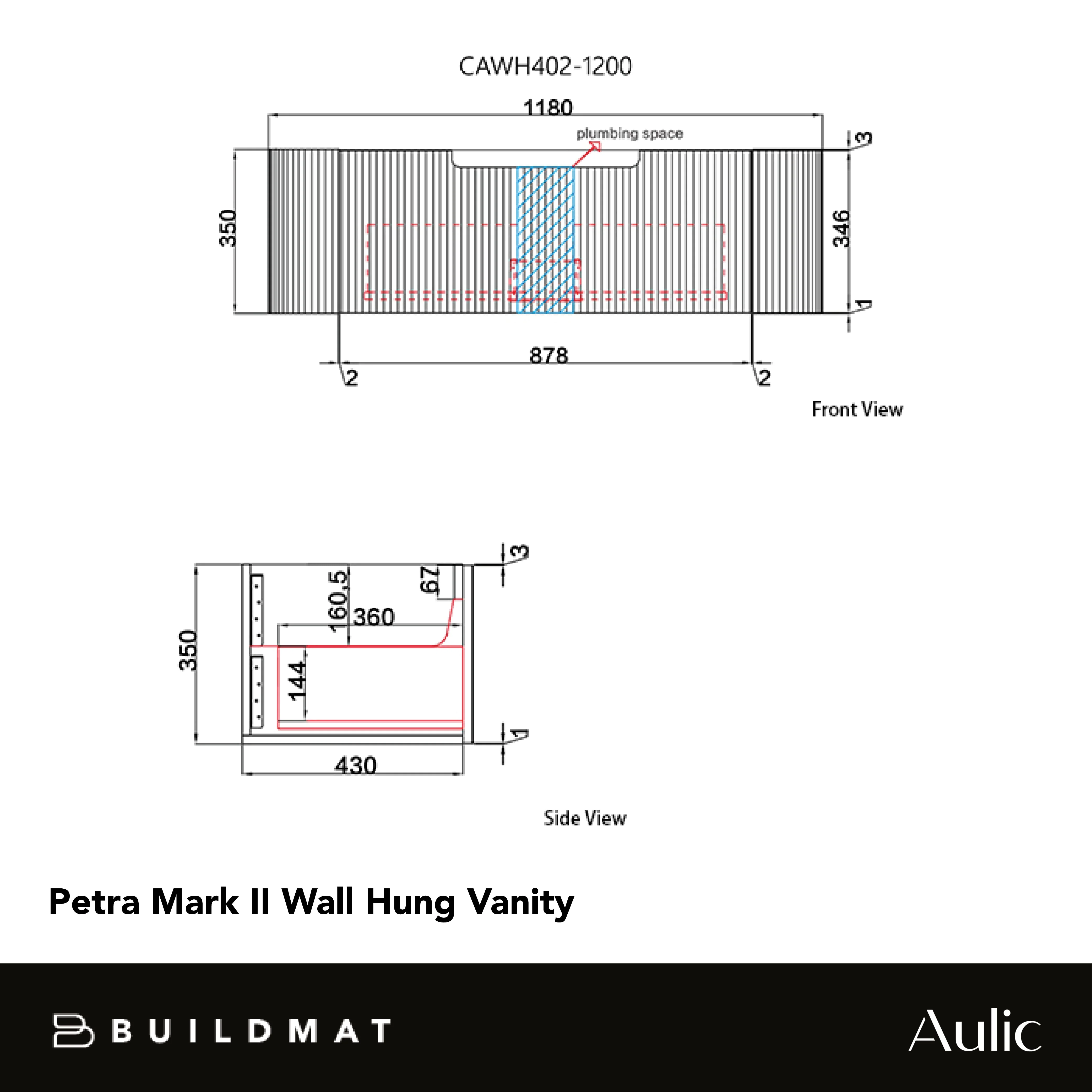 Aulic Petra Mark II 1200mm Wall Hung Vanity - Image 4