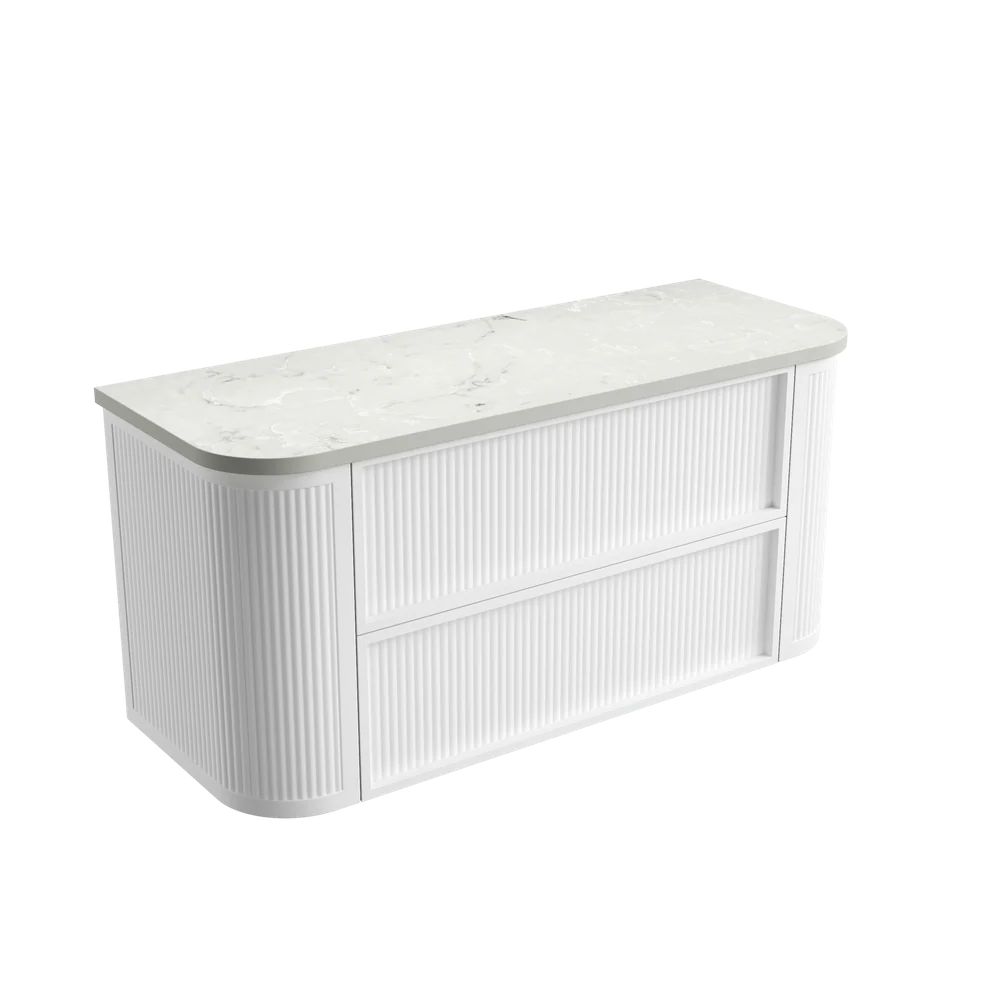 Aulic Ramee Fluted Wall Hung 1200mm Vanity Matte White - Image 10