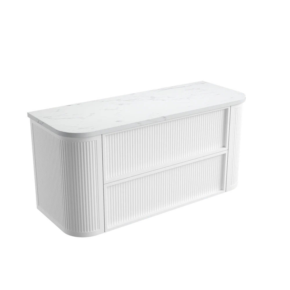Aulic Ramee Fluted Wall Hung 1200mm Vanity Matte White - Image 6