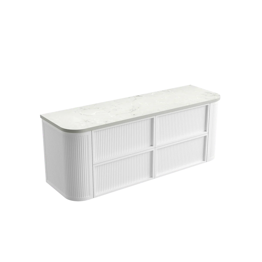 Aulic Ramee Fluted Wall Hung 1500mm Vanity Matte White - Image 10