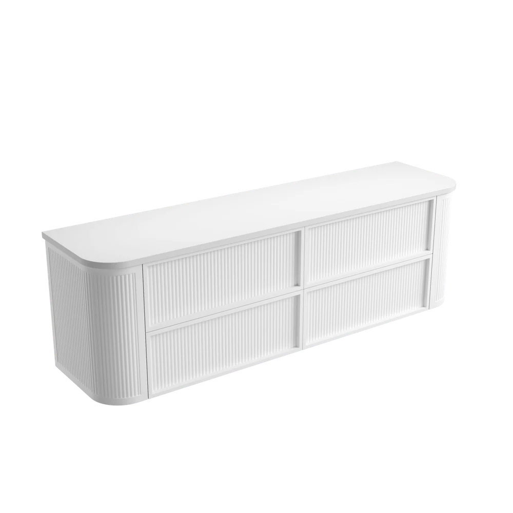 Aulic Ramee Fluted Wall Hung 1800mm Double Vanity Matte White - Image 6