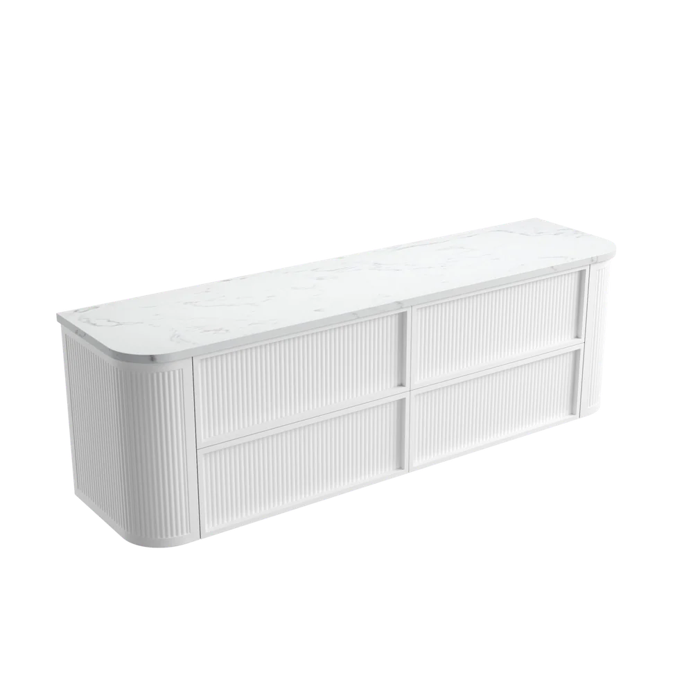 Aulic Ramee Fluted Wall Hung 1800mm Double Vanity Matte White - Image 9