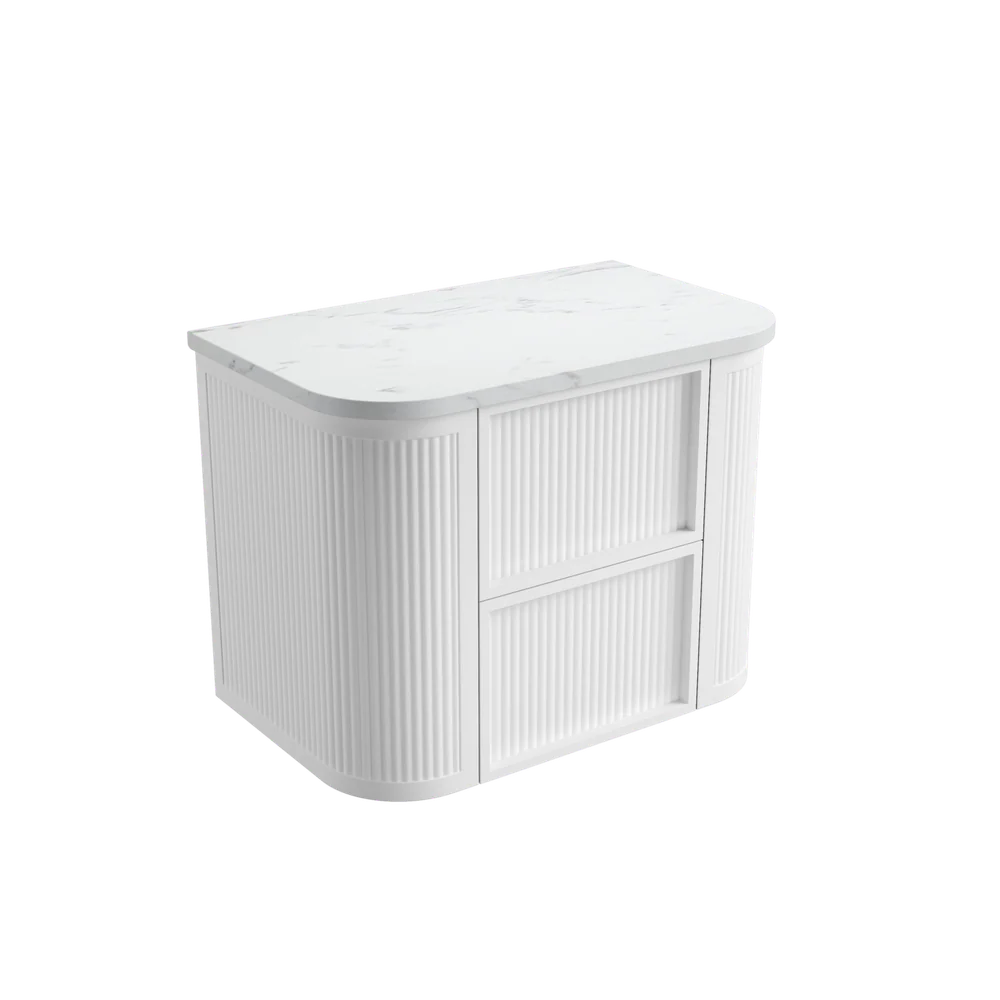 Aulic Ramee Fluted Wall Hung 750mm Vanity Matte White - Image 6