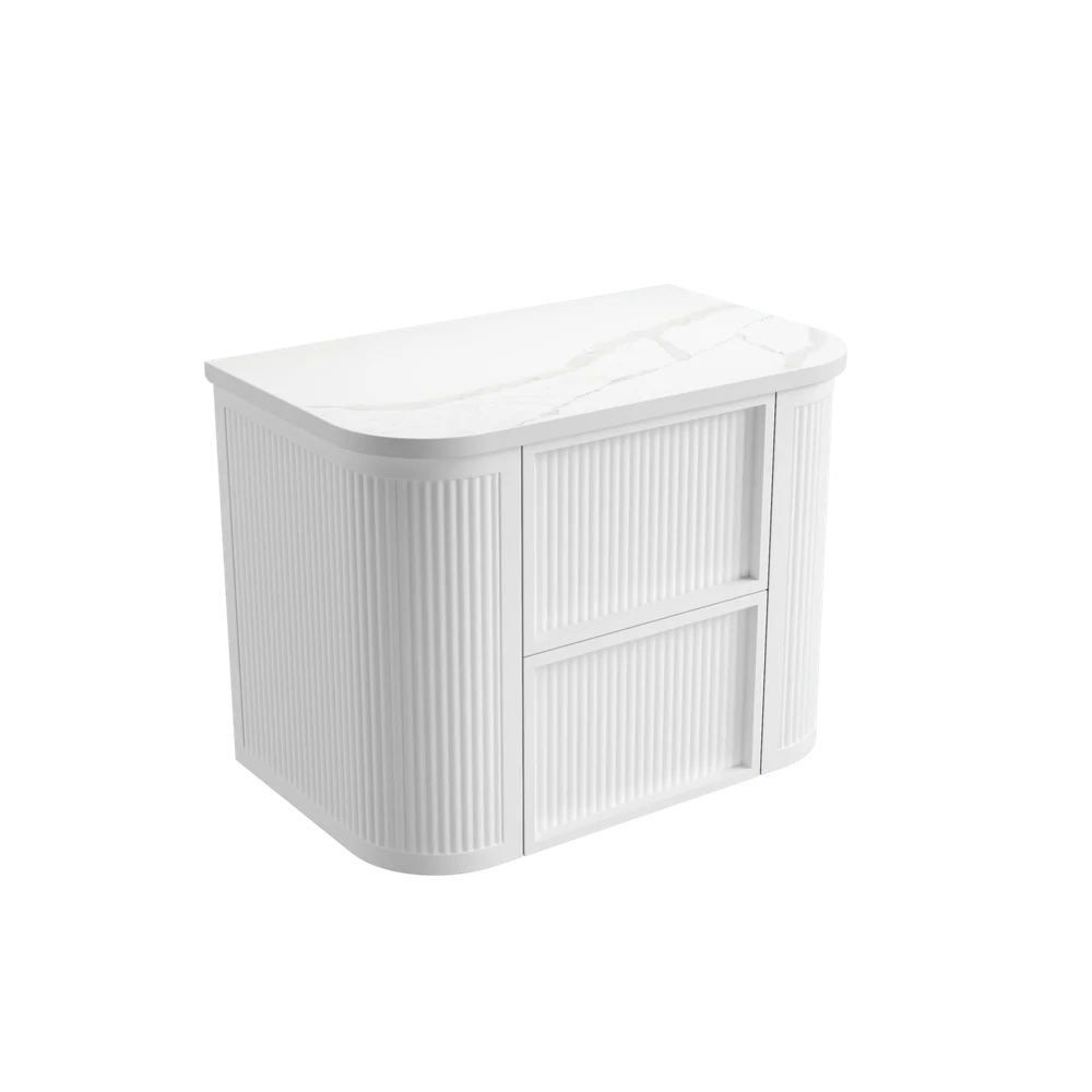 Aulic Ramee Fluted Wall Hung 750mm Vanity Matte White - Image 9