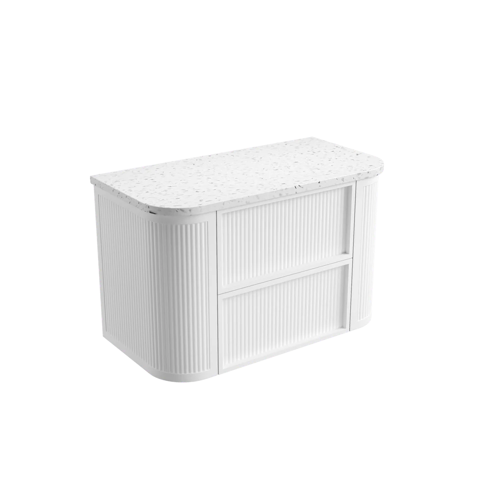 Aulic Ramee Fluted Wall Hung 900mm Vanity Matte White - Image 8