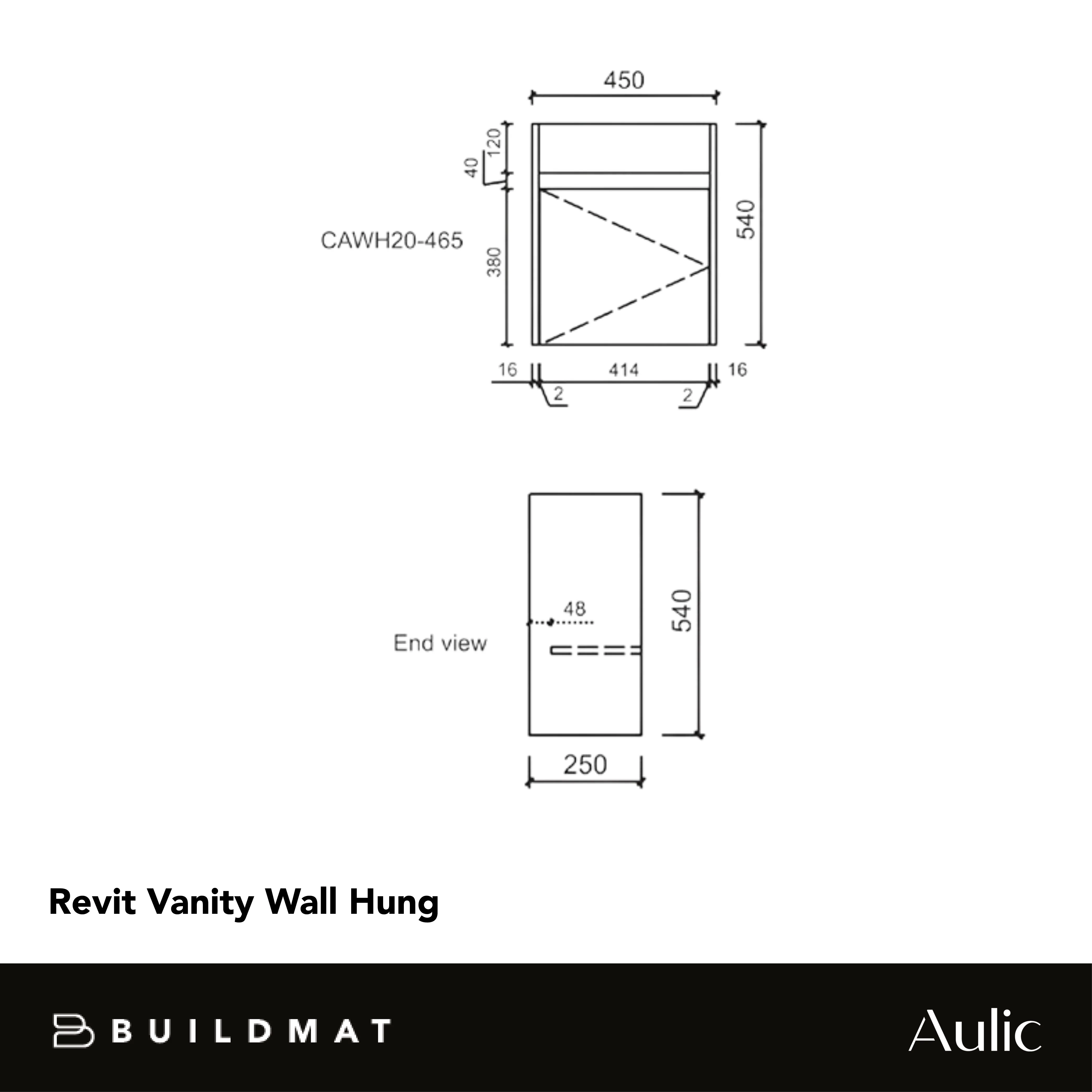 Aulic Revit 465mm Wall Hung Vanity - Image 4
