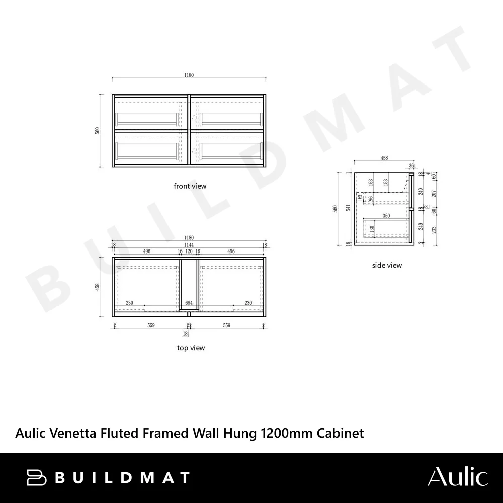 Aulic Venetta Fluted Framed Wall Hung 1200mm Vanity Harvest Oak - Image 4