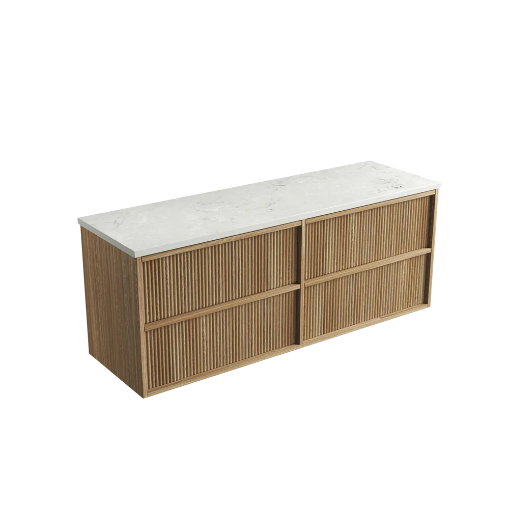 Aulic Venetta Fluted Framed Wall Hung 1500mm Vanity Harvest Oak - Image 12