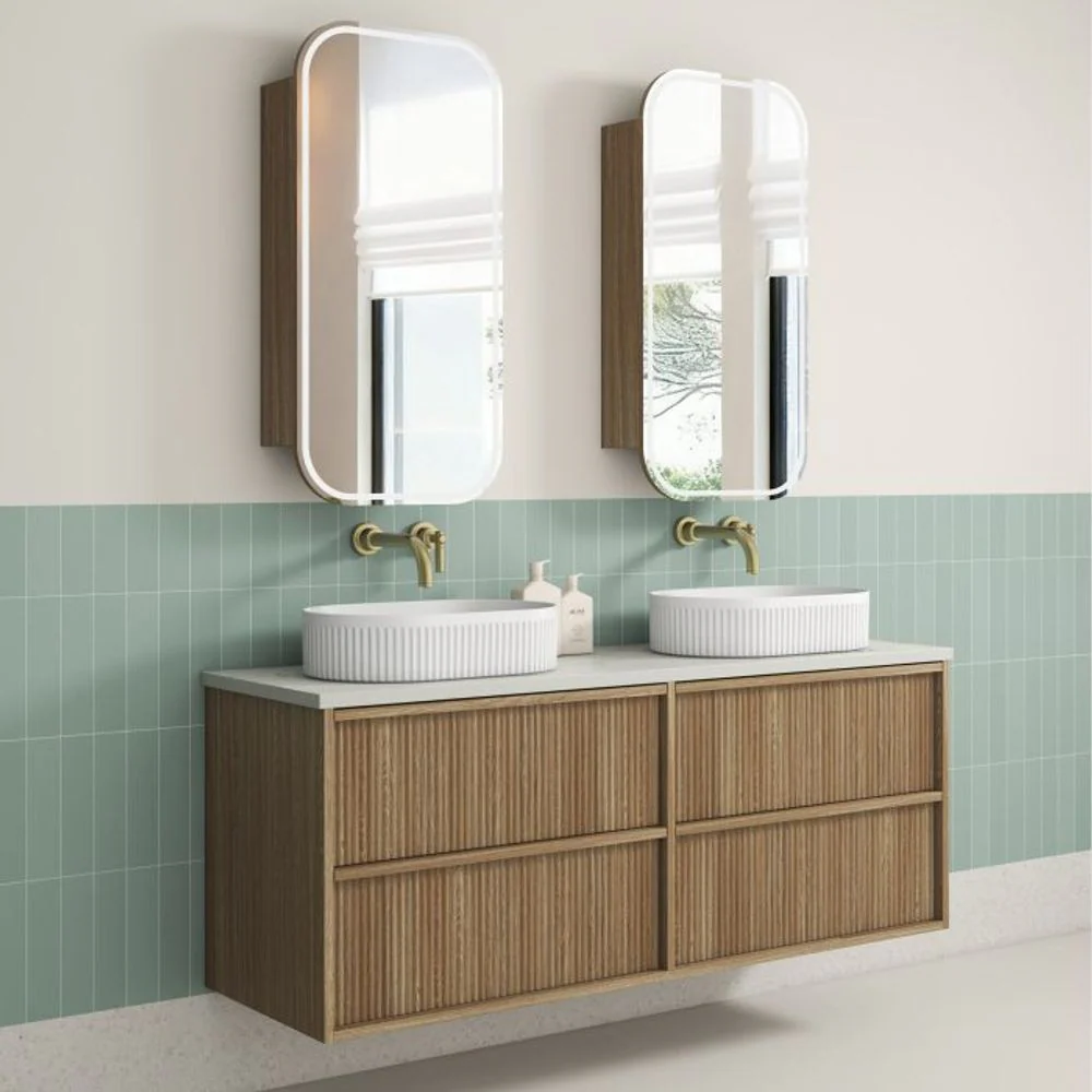 Aulic Venetta Fluted Framed Wall Hung 1500mm Vanity Harvest Oak - Image 2