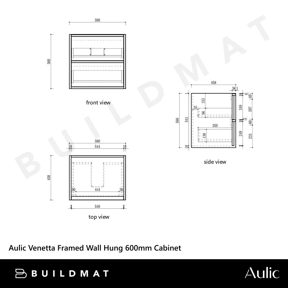 Aulic Venetta Fluted Framed Wall Hung 600mm Vanity Harvest Oak - Image 4