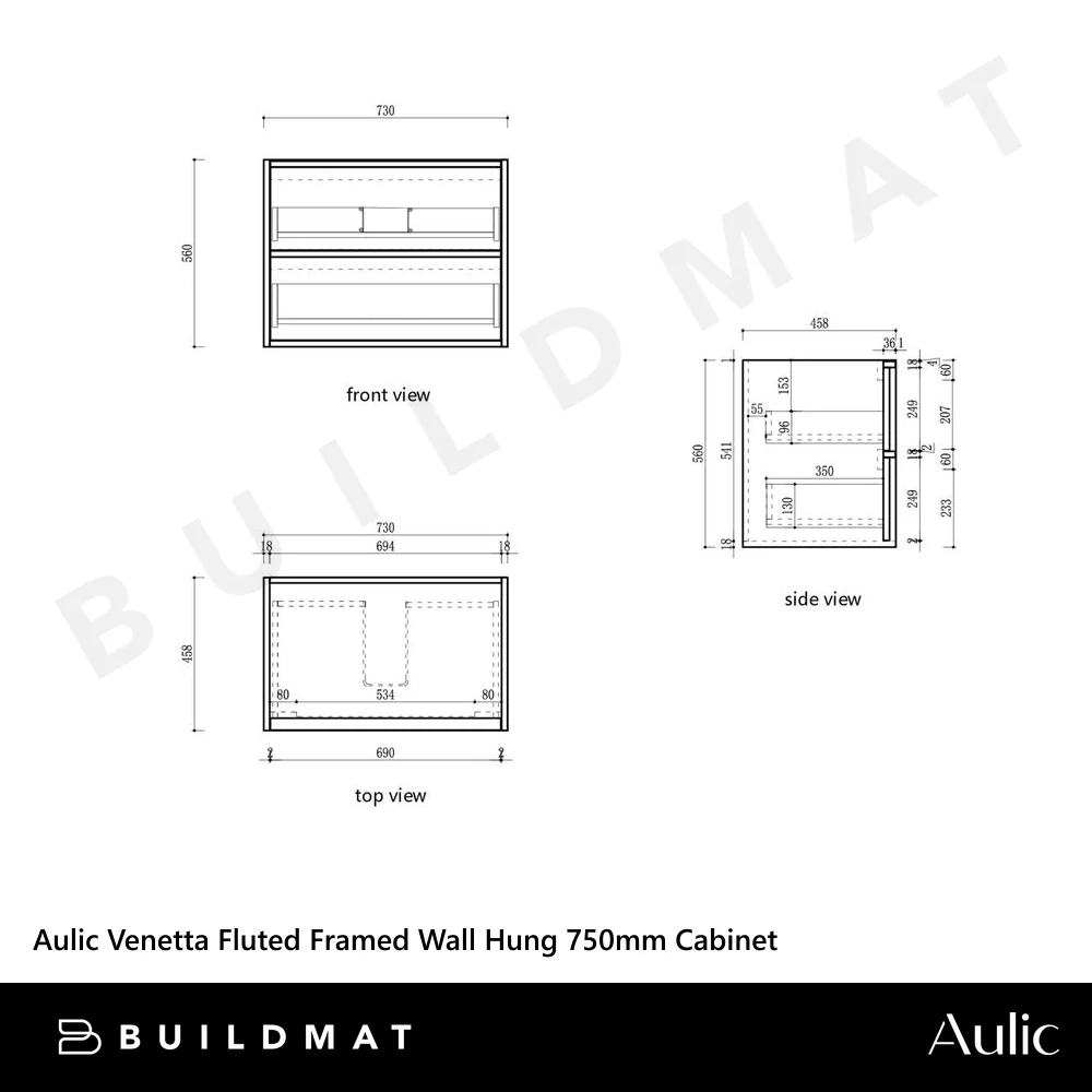 Aulic Venetta Fluted Framed Wall Hung 750mm Vanity Harvest Oak - Image 4