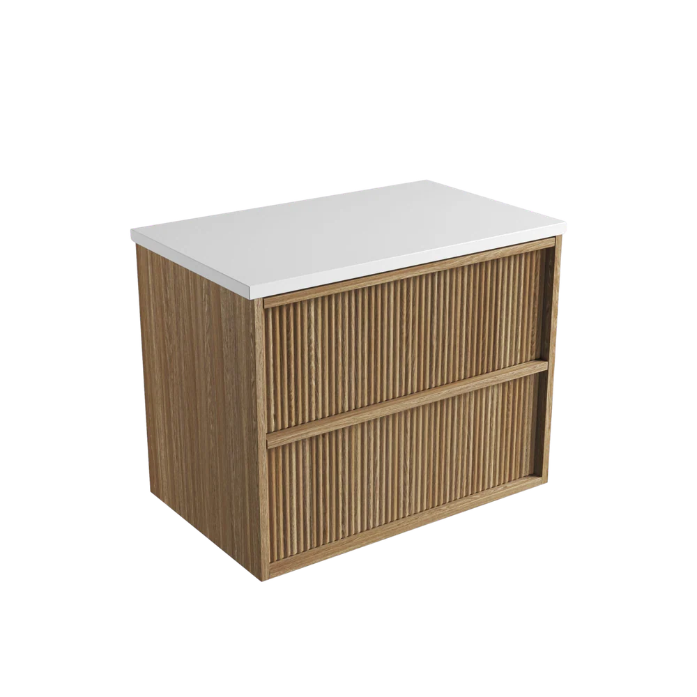 Aulic Venetta Fluted Framed Wall Hung 750mm Vanity Harvest Oak - Image 9