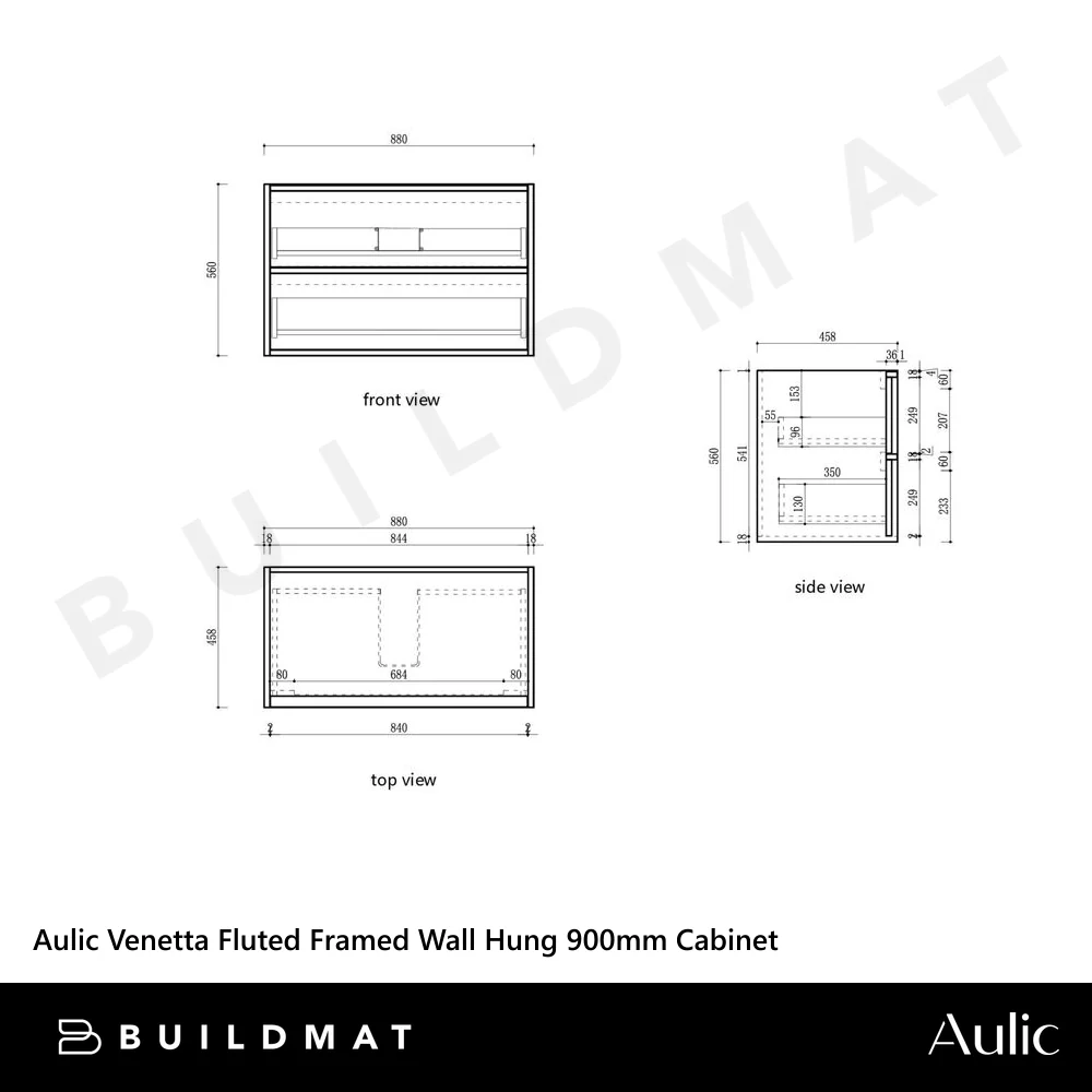 Aulic Venetta Fluted Framed Wall Hung 900mm Vanity Harvest Oak - Image 4