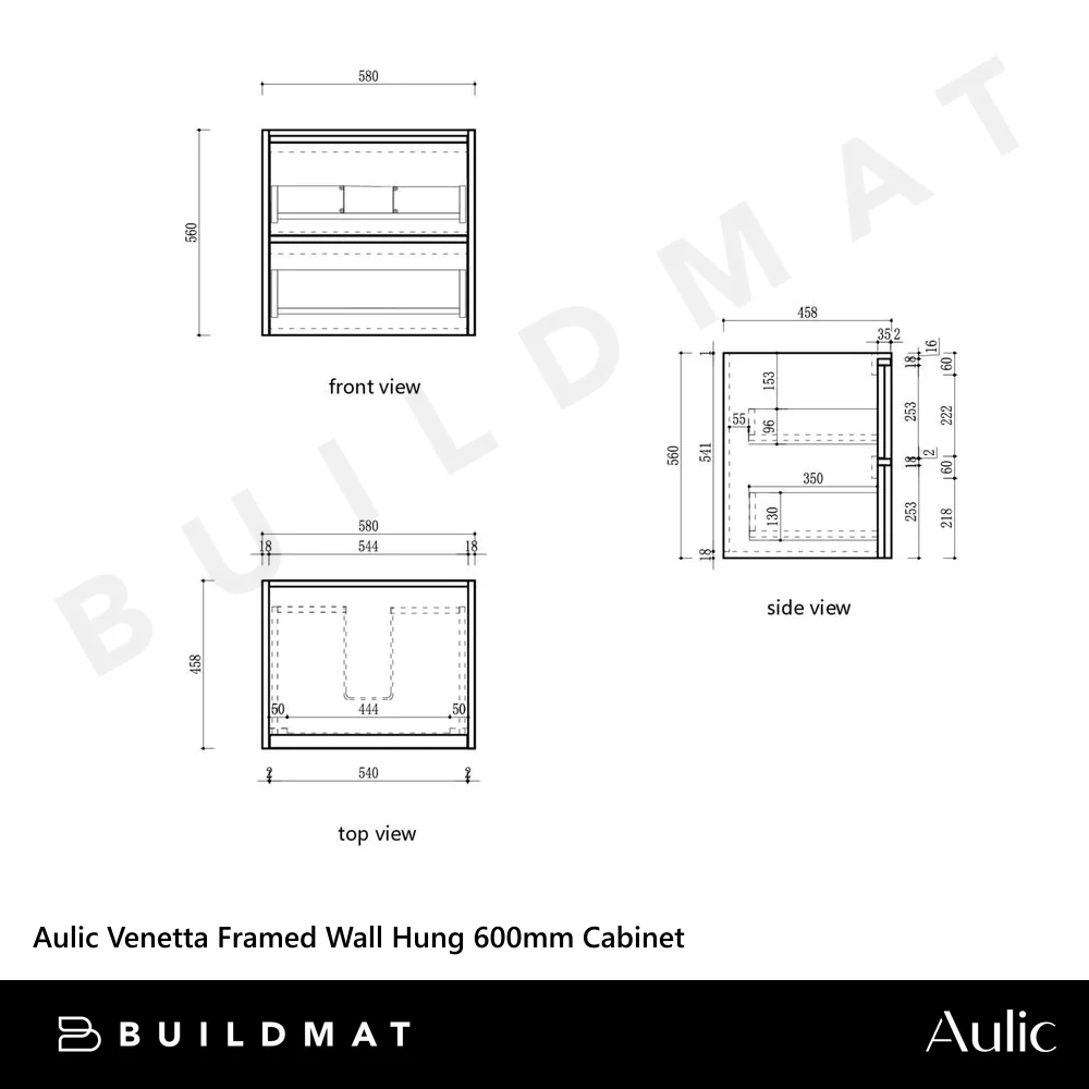 Aulic Venetta Framed Wall Hung 600mm Vanity Harvest Oak - Image 4