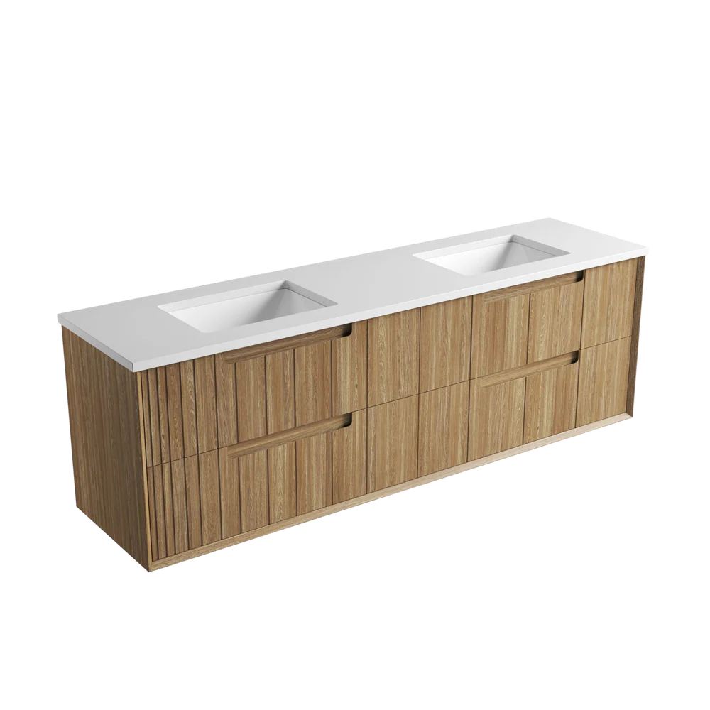 Aulic Voulari Framed Wall Hung 1800mm Double Vanity Harvest Oak - Image 8