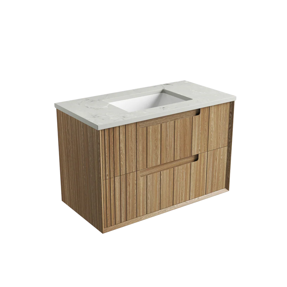 Aulic Voulari Framed Wall Hung 900mm Vanity Harvest Oak - Image 14