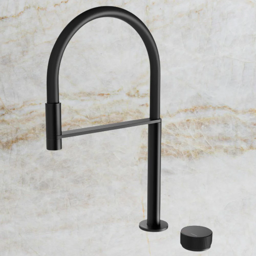 Phoenix Axia Matte Black Hob Sink Mixer Set Flexible Hose 230mm - Image 2