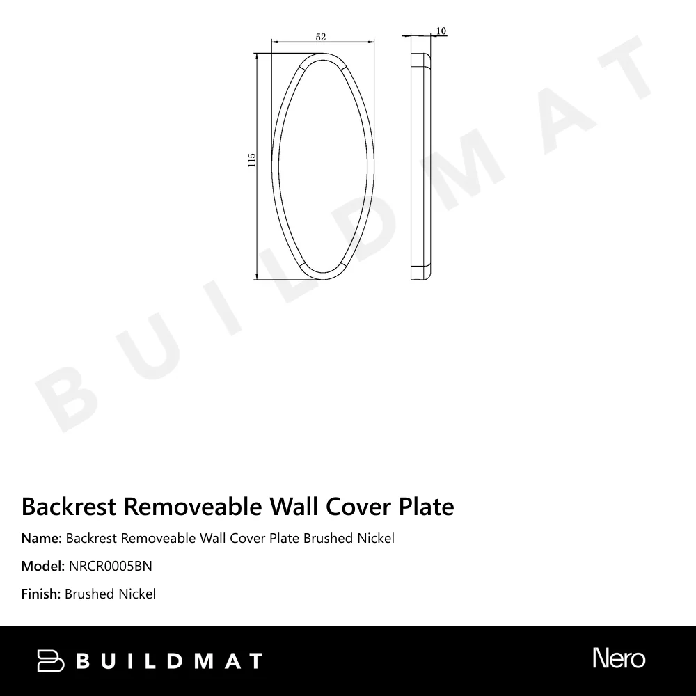 Nero Backrest Removeable Wall Cover Plate Brushed Nickel - Image 4