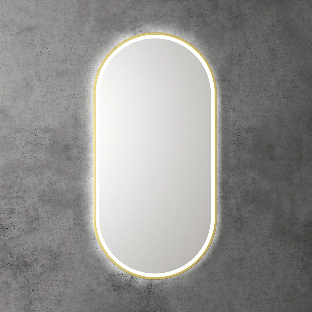 Aulic Beau Monde Oblong Pill LED Mirror Brushed Gold - Image 5