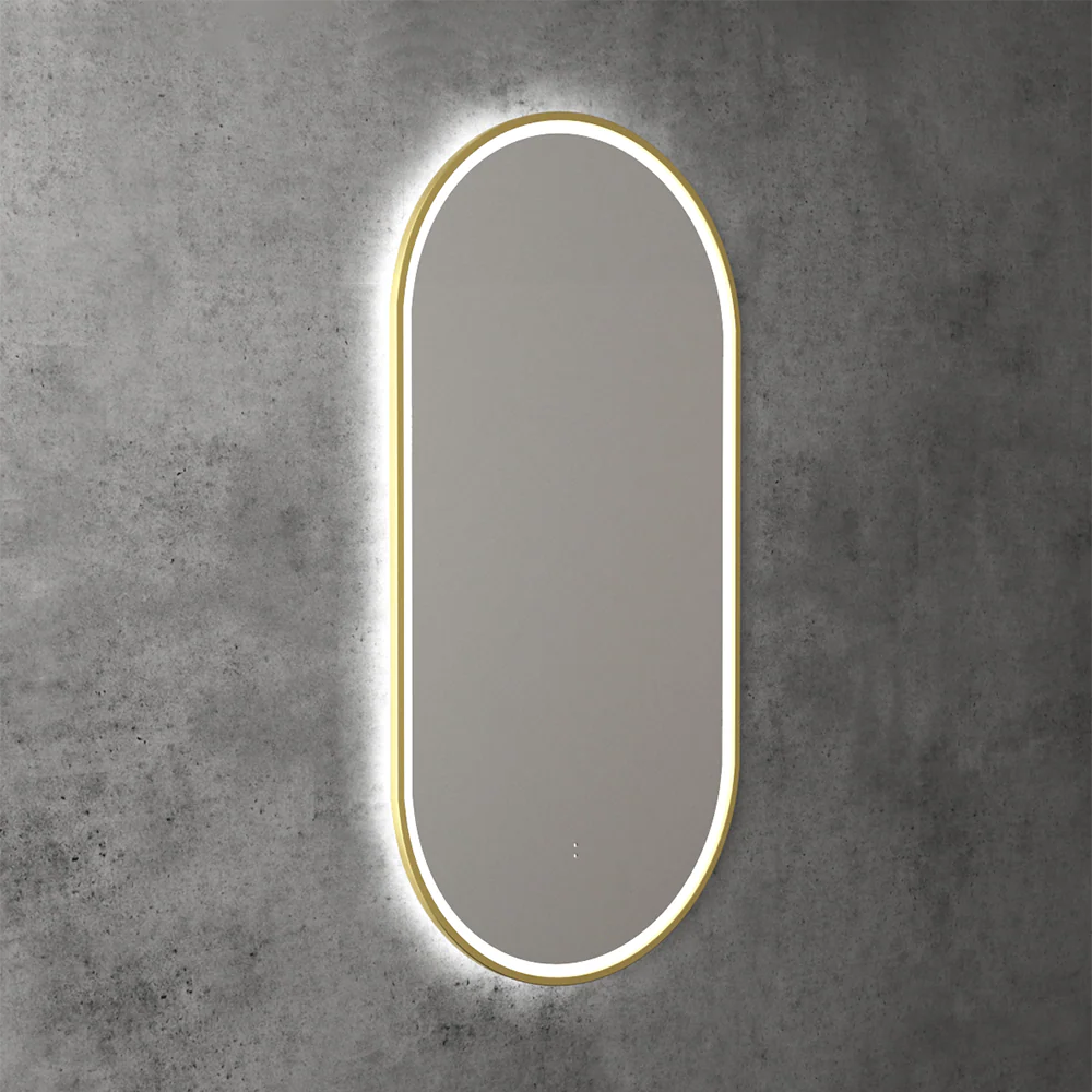 Aulic Beau Monde Oblong Pill LED Mirror Brushed Gold - Image 6