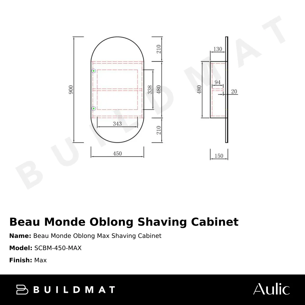 Aulic Beau Monde Oblong Max Shaving Cabinet - Image 5