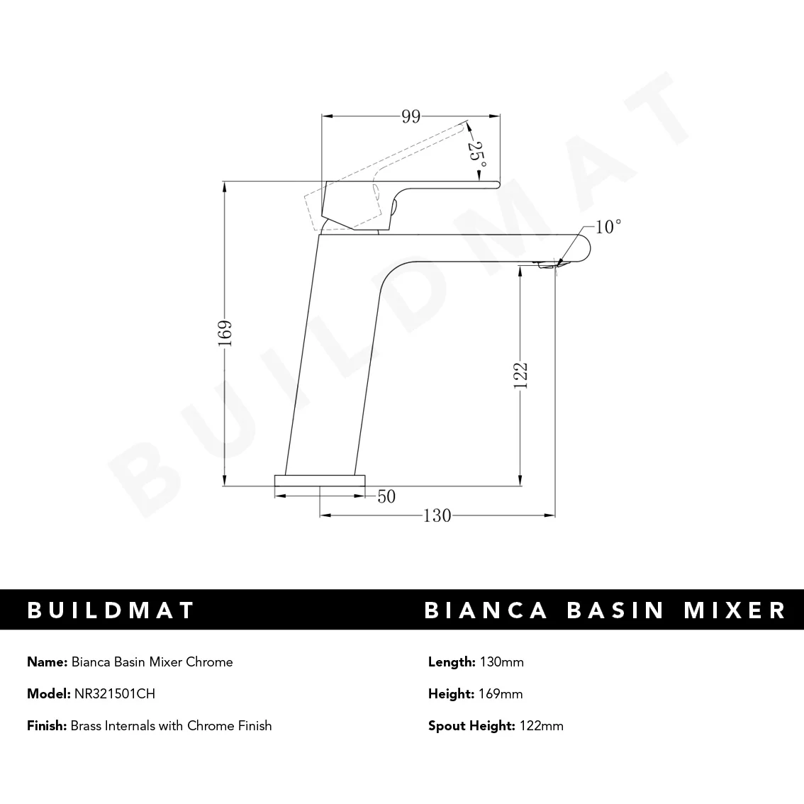 Nero Bianca Basin Mixer Chrome - Image 5