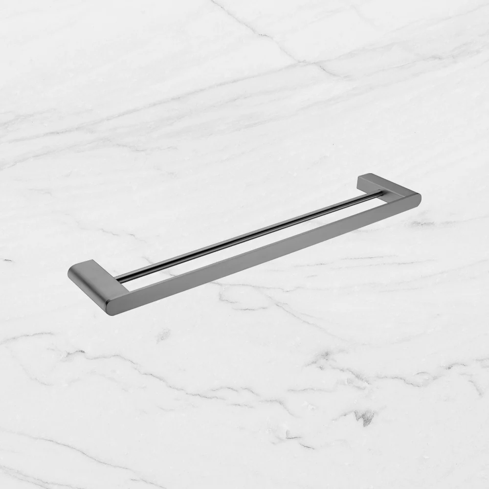 Nero Bianca Double Towel Rail 600mm Brushed Gunmetal - Image 2