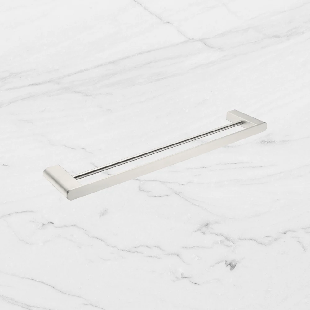 Nero Bianca Double Towel Rail 600mm Brushed Nickel - Image 2