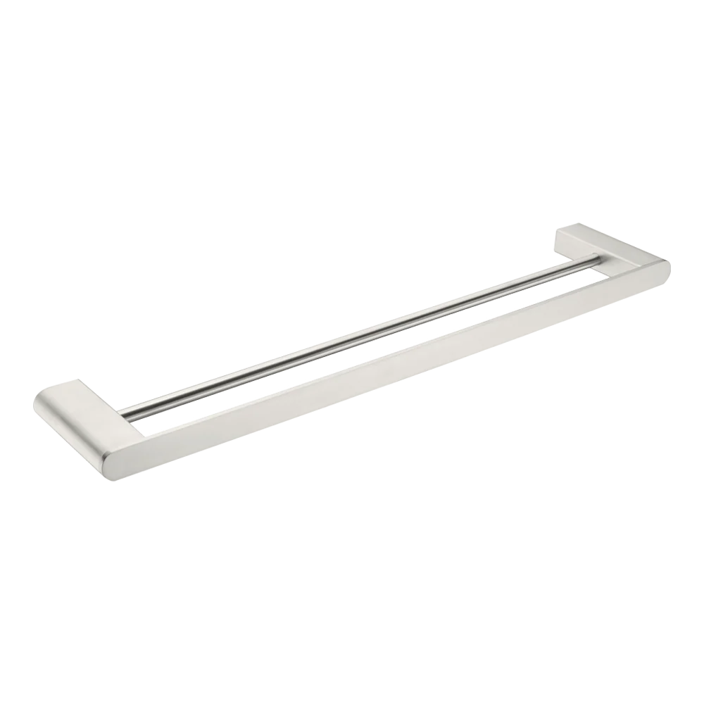Nero Bianca Double Towel Rail 600mm Brushed Nickel - Image 3