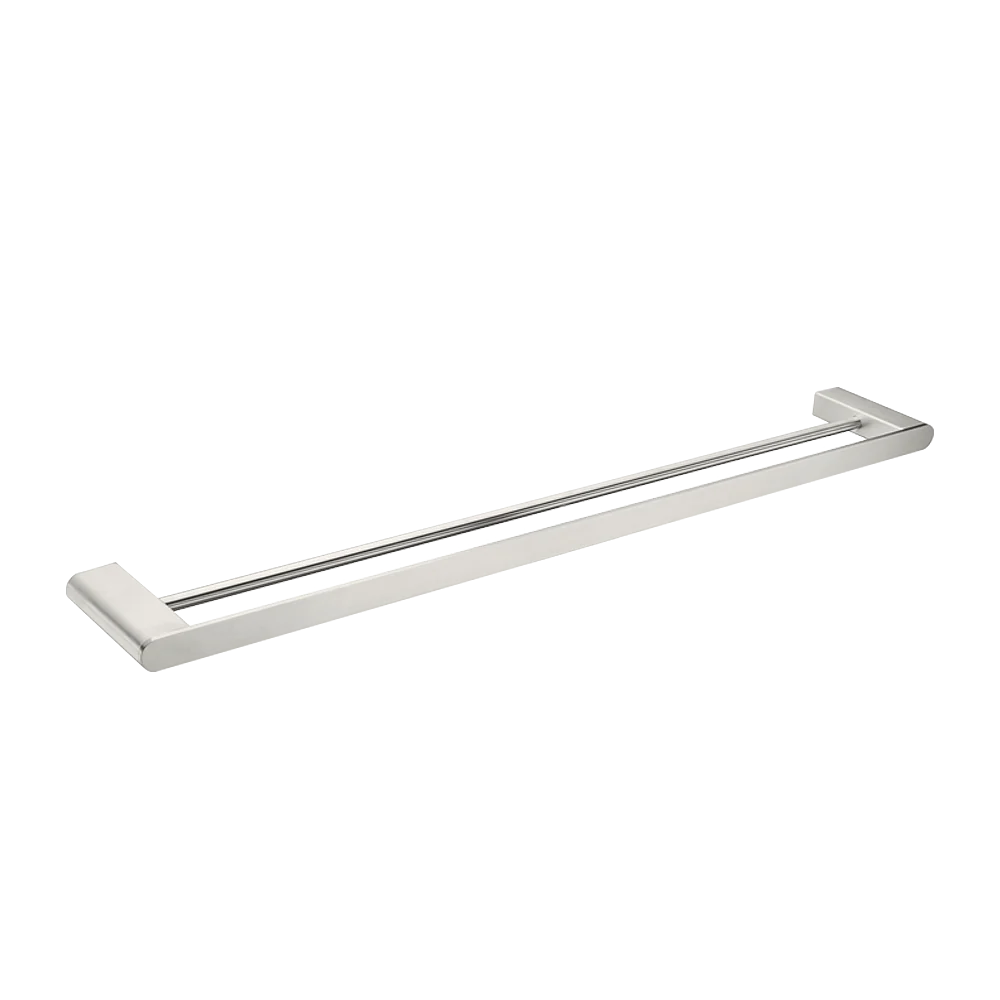 Nero Bianca Double Towel Rail 800mm Brushed Nickel