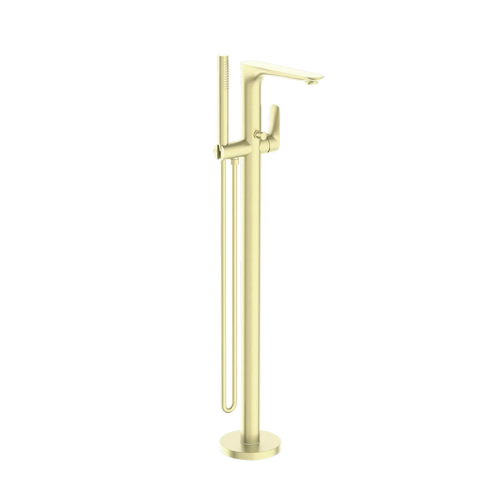 Nero Bianca Freestanding Bath Mixer with Hand Shower Brushed Gold - Image 3