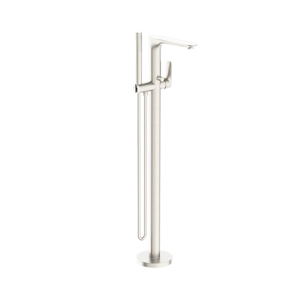 Nero Bianca Freestanding Bath Mixer with Hand Shower Brushed Nickel - Image 3