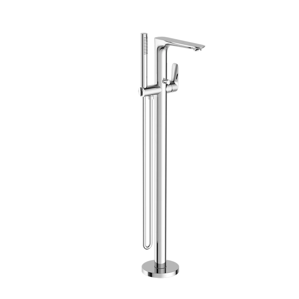 Nero Bianca Freestanding Bath Mixer with Hand Shower Chrome - Image 3