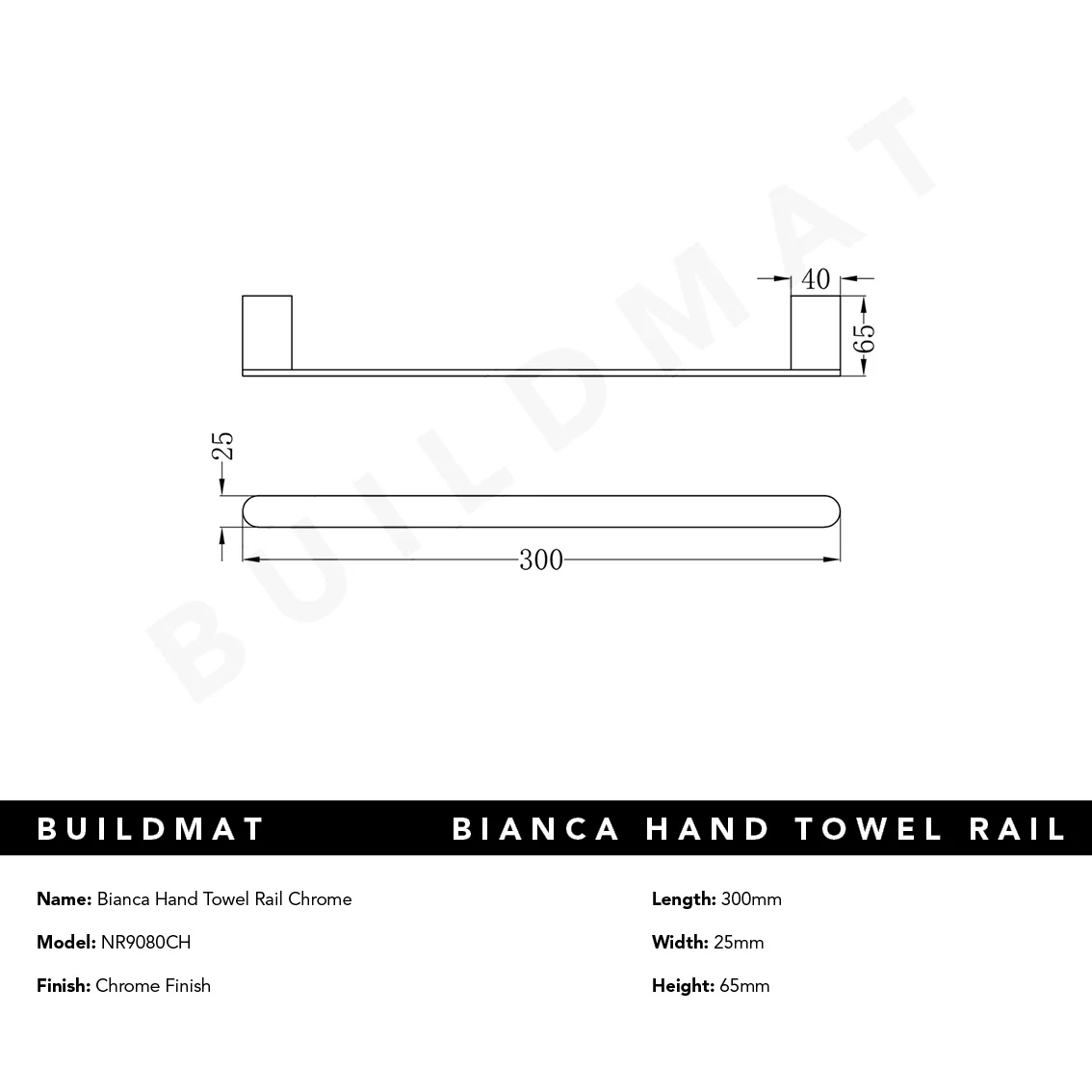 Nero Bianca Hand Towel Rail Chrome - Image 5