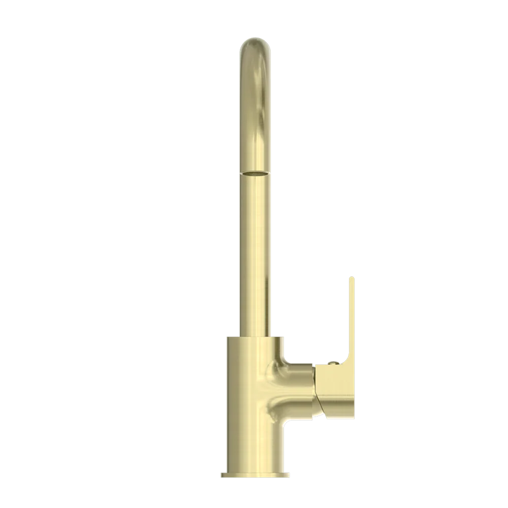 Nero Bianca Kitchen Mixer Gooseneck Spout Brushed Gold - Image 4