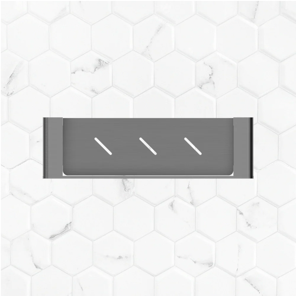 Nero Bianca Metal Shower Shelf Brushed Gunmetal - Image 2