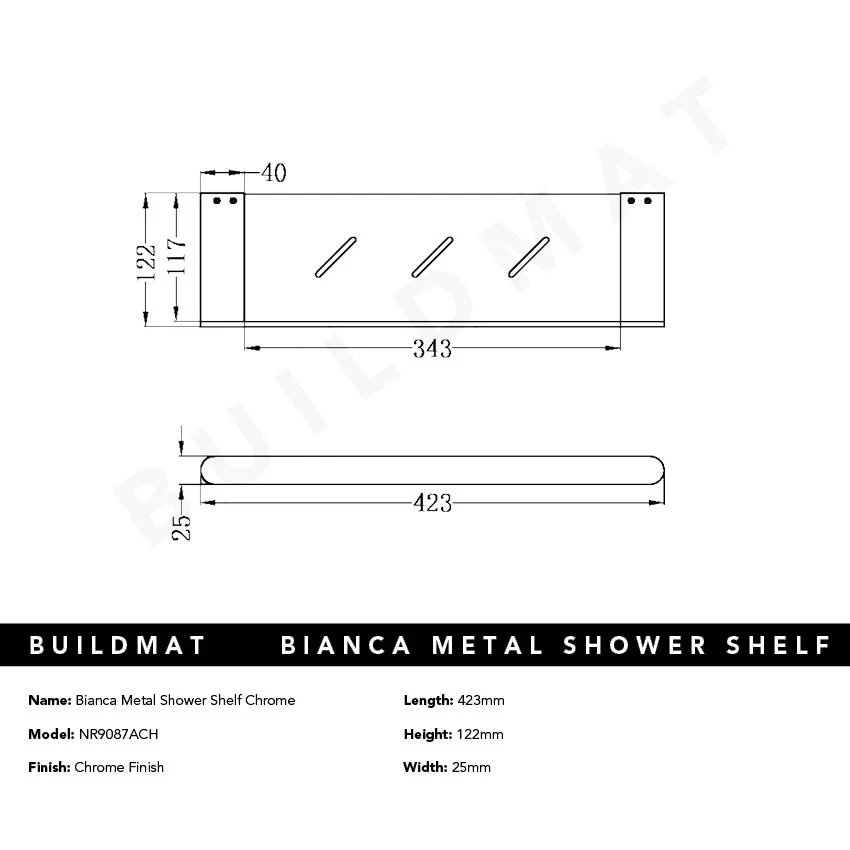 Nero Bianca Metal Shower Shelf Chrome - Image 5