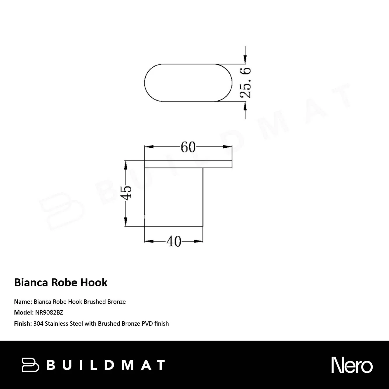 Nero Bianca Robe Hook Brushed Bronze - Image 4