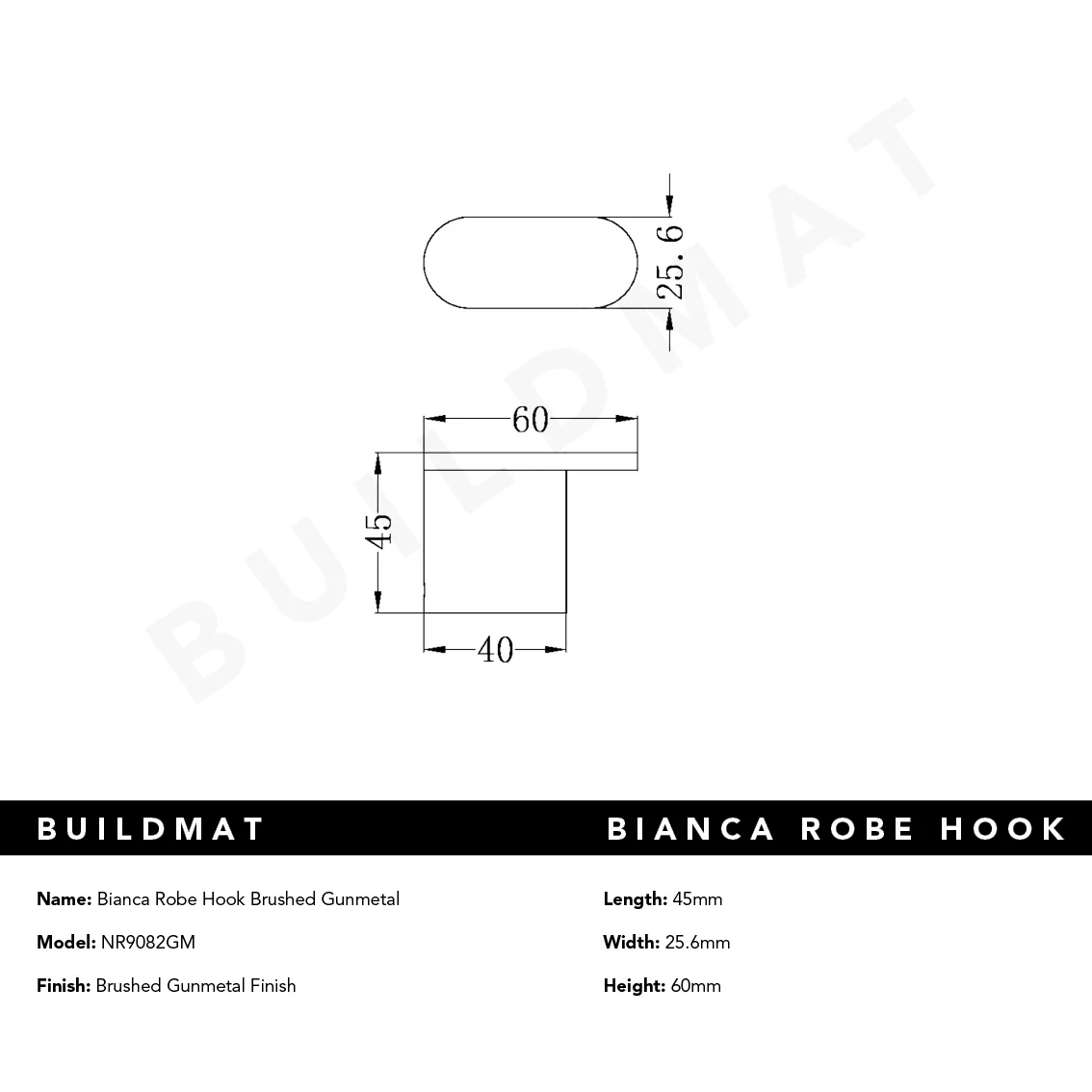 Nero Bianca Robe Hook Brushed Gunmetal - Image 5
