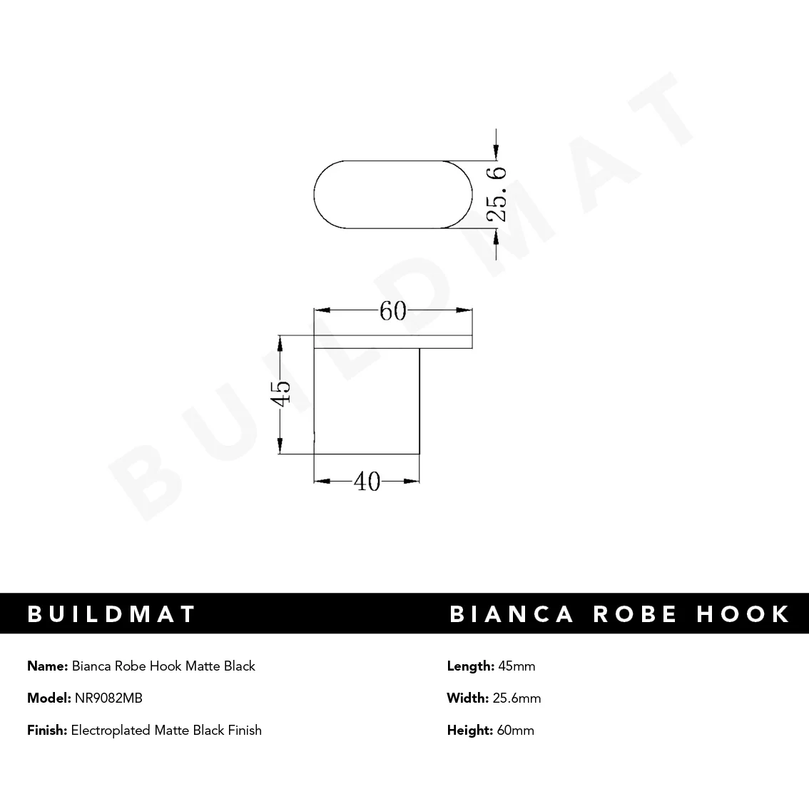 Nero Bianca Robe Hook Matte Black - Image 5