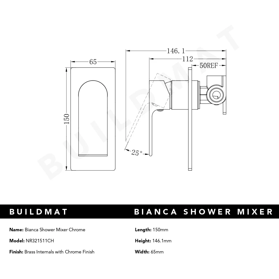 Nero Bianca Shower Mixer Chrome - Image 5