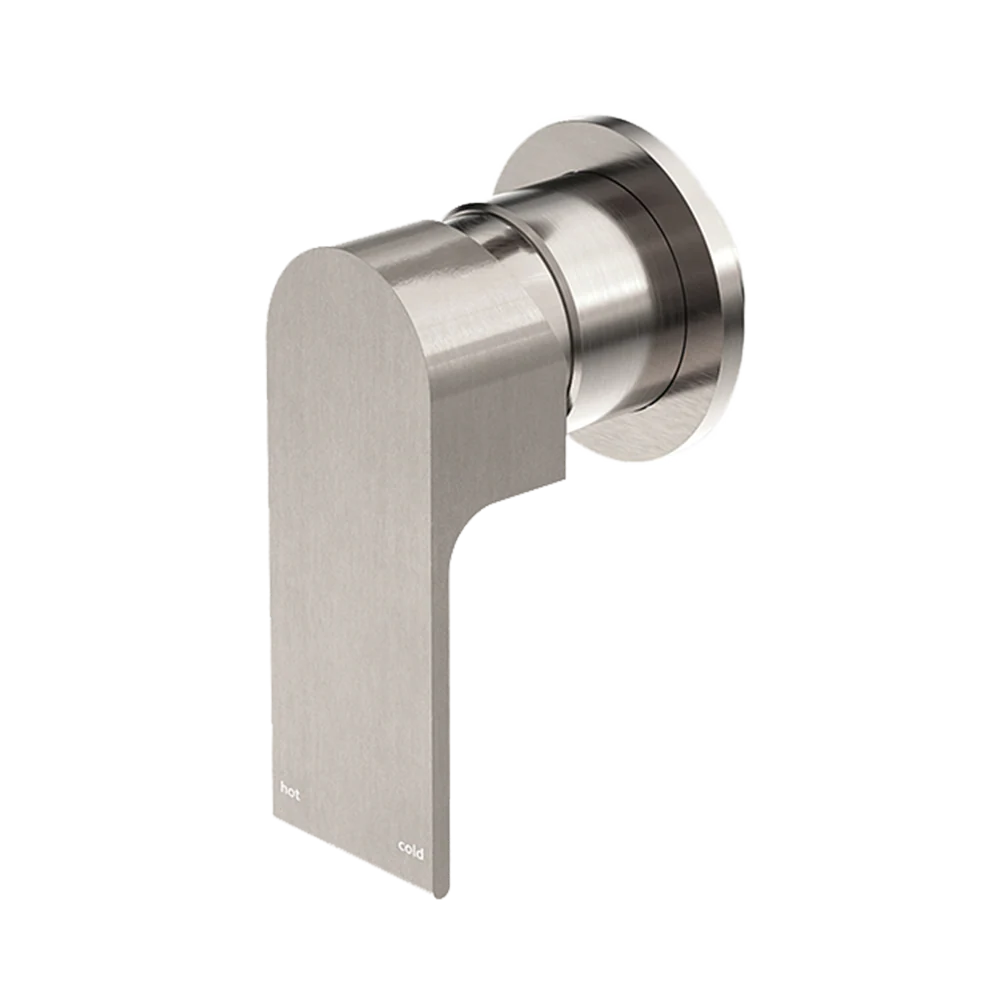 Nero Bianca Shower Mixer with 80mm Round Plate Brushed Nickel