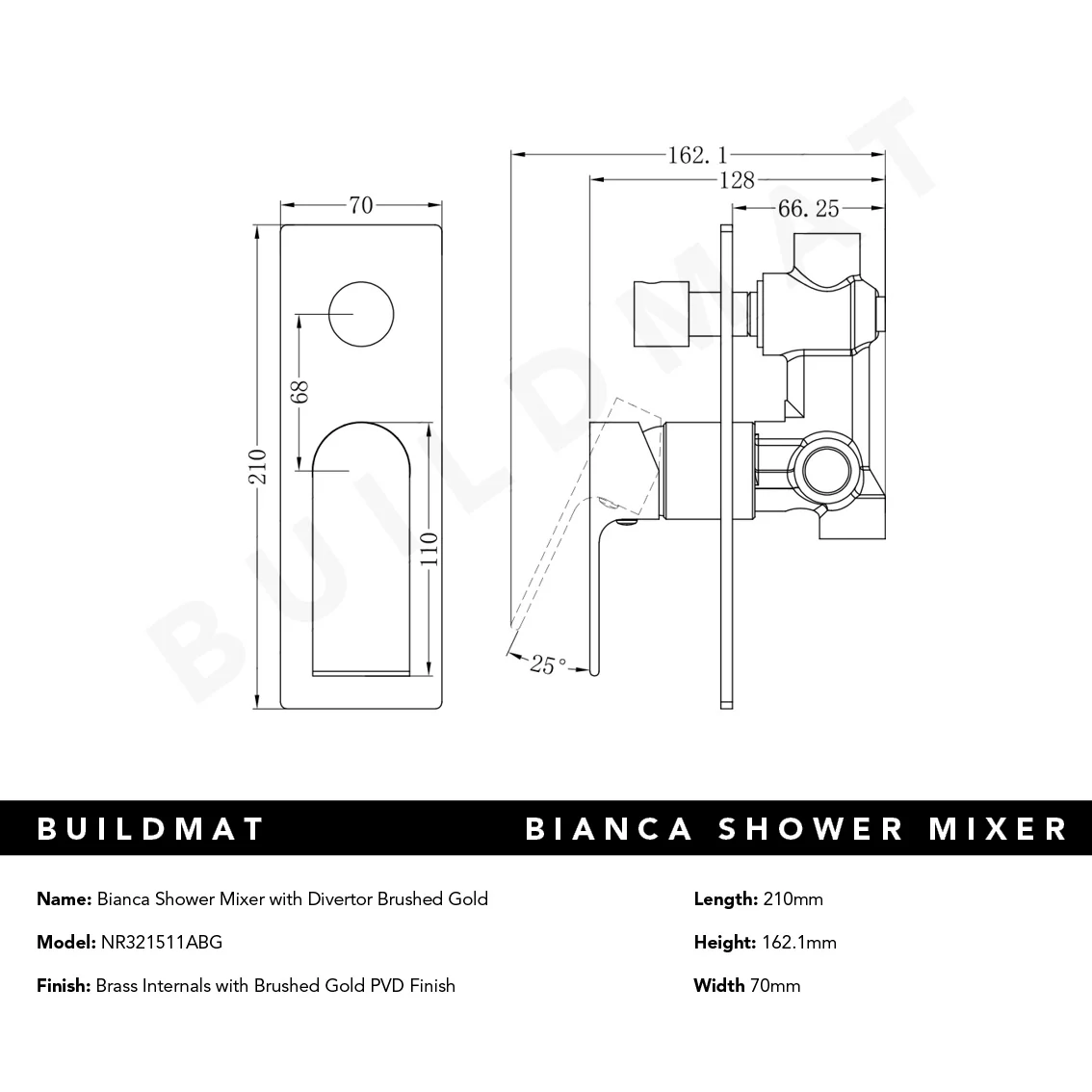 Nero Bianca Shower Mixer with Divertor Brushed Gold - Image 5