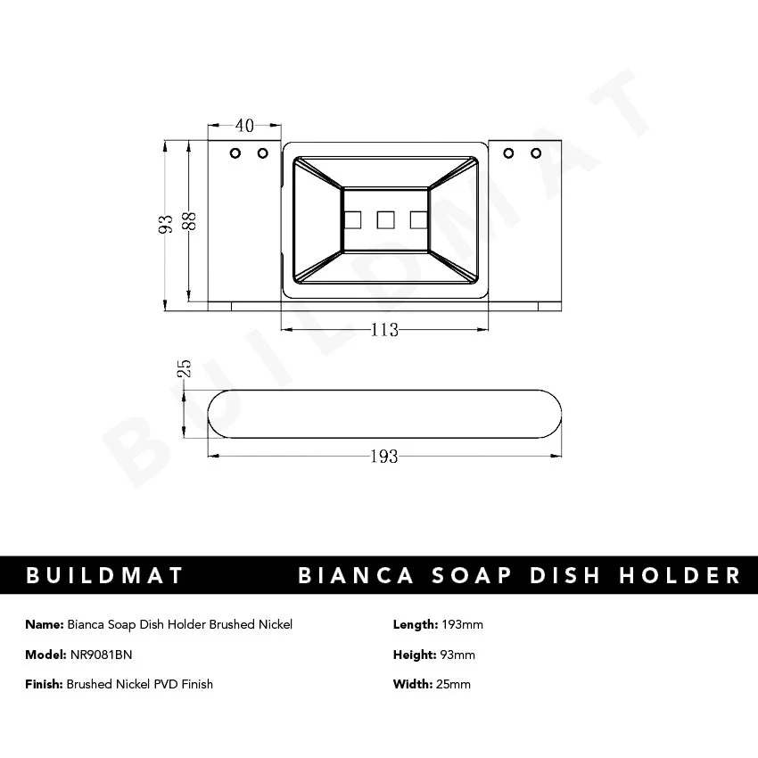 Nero Bianca Soap Dish Holder Brushed Nickel - Image 5