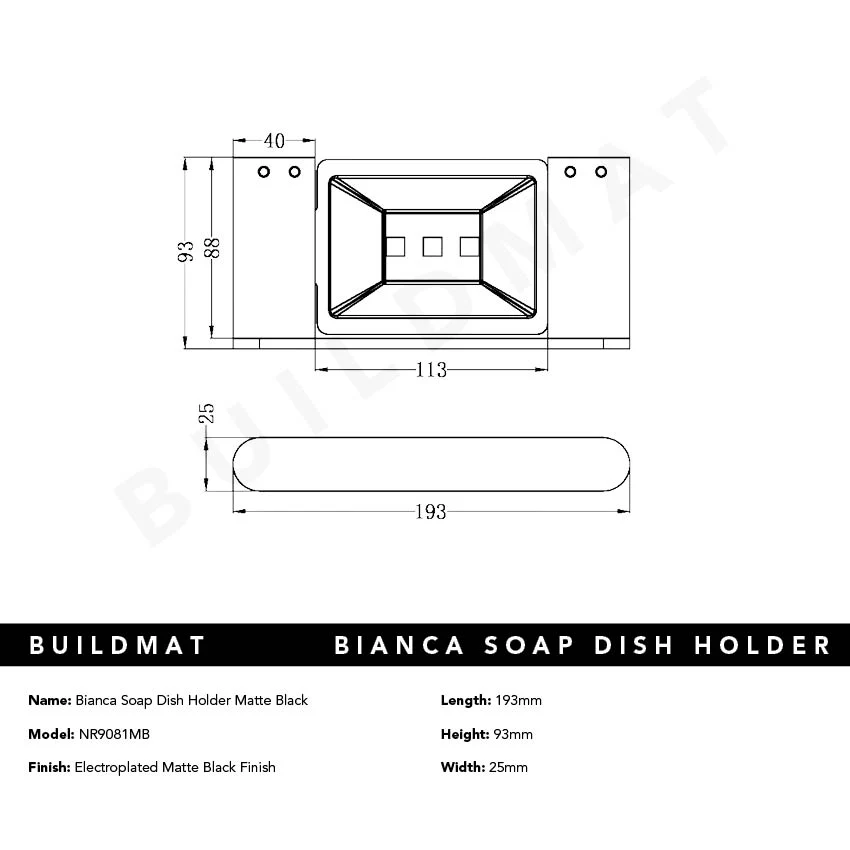 Nero Bianca Soap Dish Holder Matte Black - Image 5