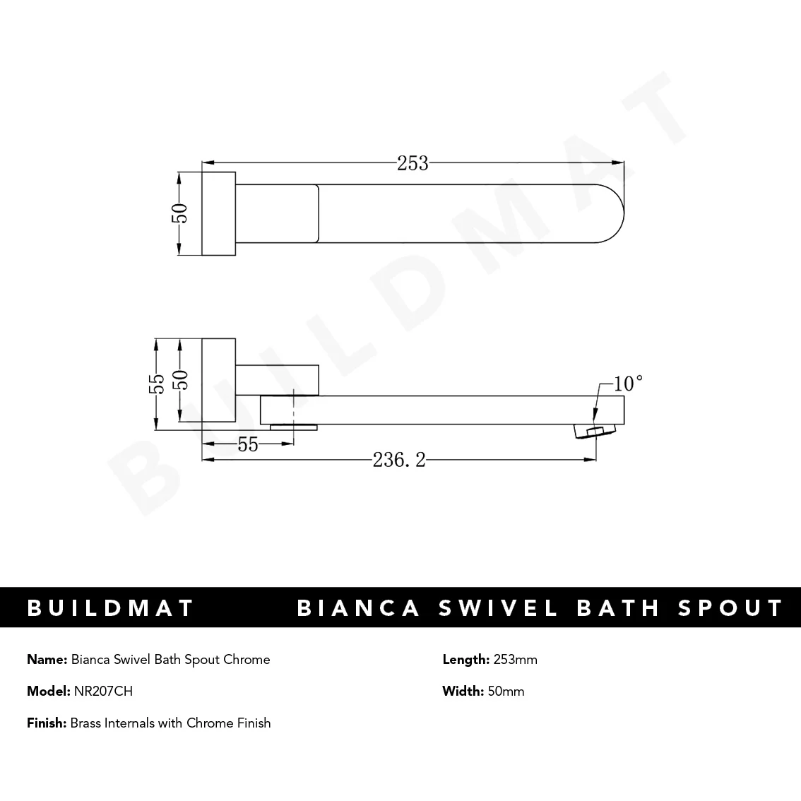 Nero Bianca Swivel Bath Spout Chrome - Image 4
