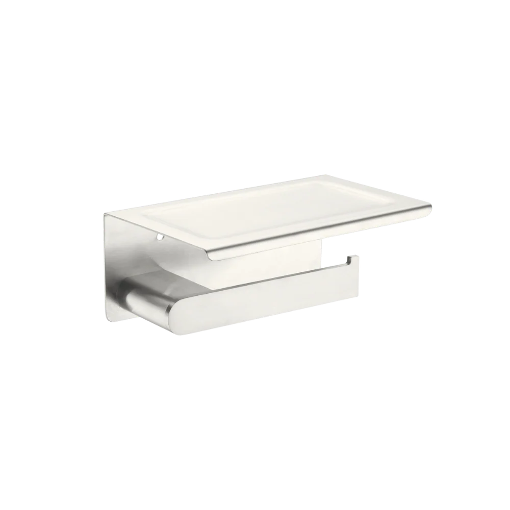 Nero Bianca Toilet Roll Holder with Phone Holder Brushed Nickel - Image 3